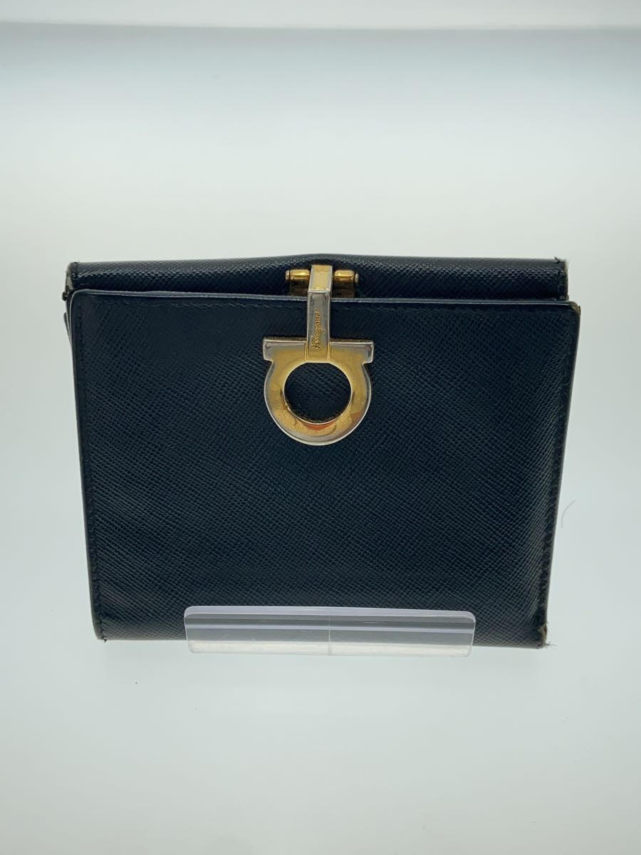 【中古】Salvatore Ferragamo◆2つ折り財布/牛革/BLK/無地/メンズ/iy-221200【服飾雑貨他】
