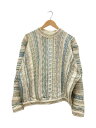 【中古】COOGI◆ニット・セーター(厚手)/XL/コットン/クリーム/総柄/クージー/3D【メンズウェア】