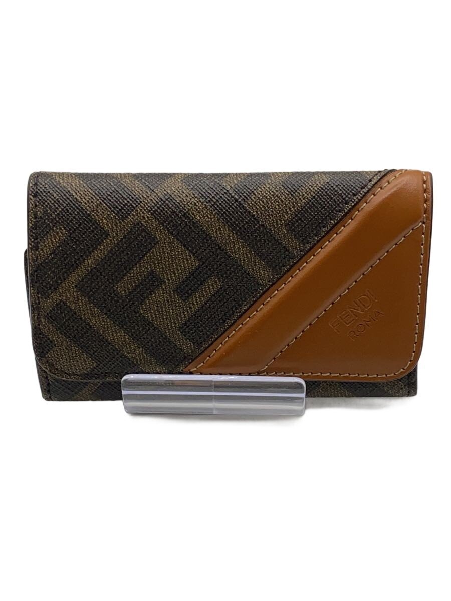 【中古】FENDI◆キーケース/レザー/BRW/総柄/メンズ/7AP011【服飾雑貨他】