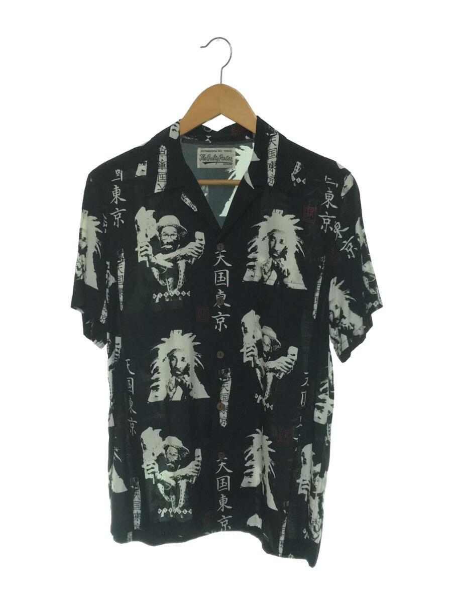 【中古】WACKO MARIA◆アロハシャツ/M/レーヨン/BLK/天国東京【メンズウェア】