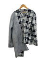 【中古】COMME des GARCONS HOMME PLUS◆21AW/アシンメトリーカーディガン/L/ポリエステル/ブラック/チェック/PH-T01【メンズウェア】
