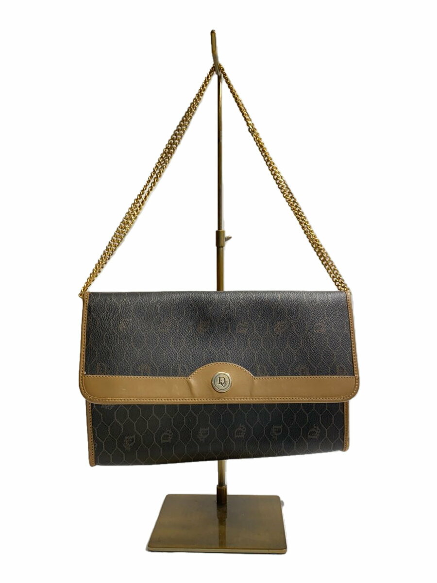 【中古】Christian Dior◆ショルダーバッグ/レザー/BLK/総柄【バッグ】