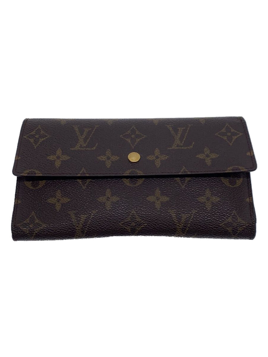 【中古】LOUIS VUITTON◆ポルト・トレゾール・インターナショナル_モノグラム・キャンバス_BRW/PVC/BRW/モノグラム/メンズ【服飾雑貨他】