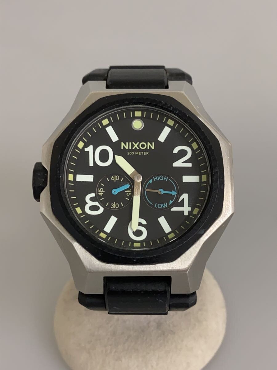 【中古】NIXON◆THE TANGENT/クォーツ腕時計/アナログ/ステンレス/ブラック/SLV【服飾雑貨他】