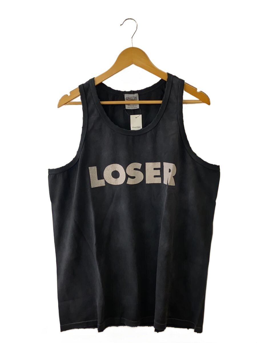 【中古】ONEITA◆タンクトップ/--/コットン/BLK/プリント【メンズウェア】