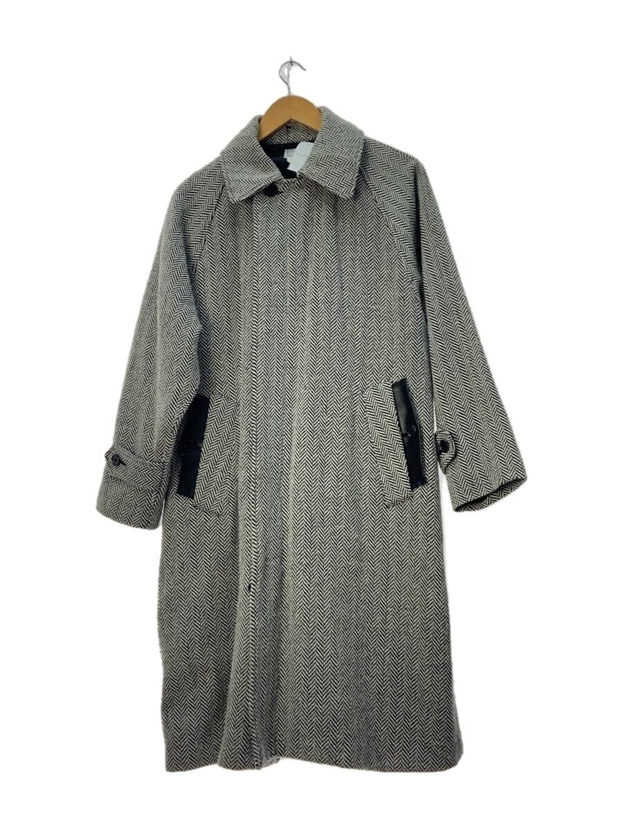 【中古】DELUXE(Deluxe Clothing)◆コート/M/ウール/WHT/ヘリンボーン/D5217【メンズウェア】