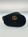 【中古】GUCCI◆ウエストバッグ_GGマーモント_キルティング/レザー/BLK【バッグ】