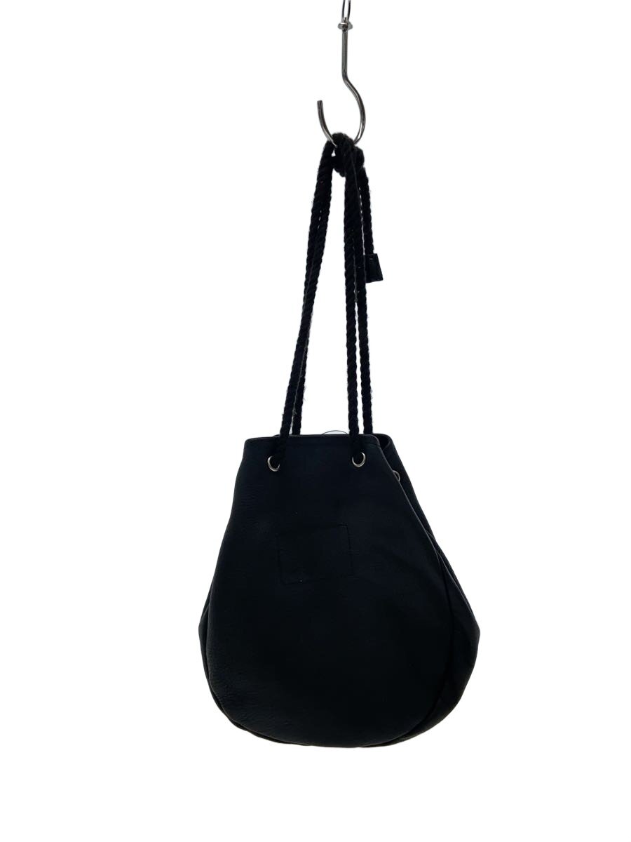 20/80◆SHRINK LEATHER SQUARE GASSAI BAG/ポーチ/レザー/BLK//