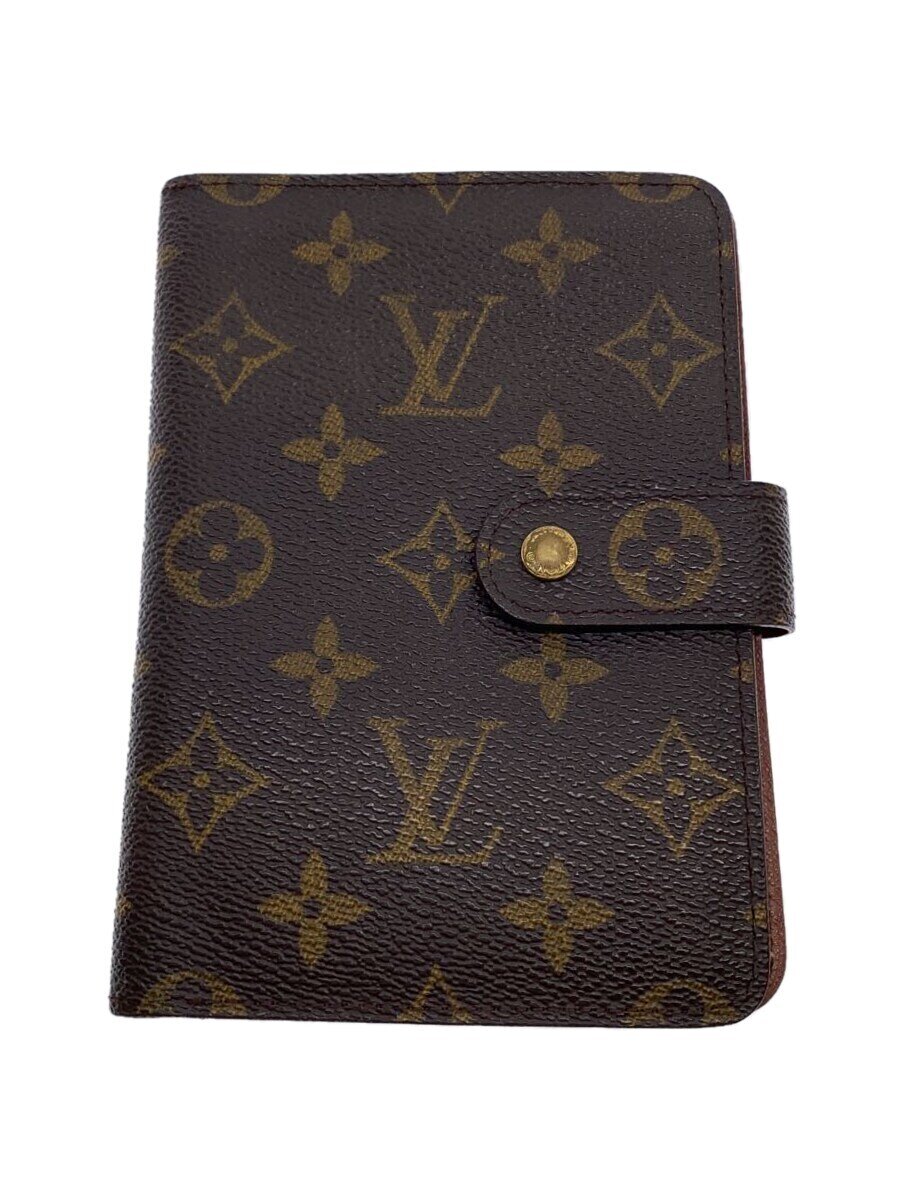 【中古】LOUIS VUITTON◆ポルト・パピエ・ジップ_モノグラム・キャンバス_BRW/PVC/BRW/メンズ【服飾雑貨他】