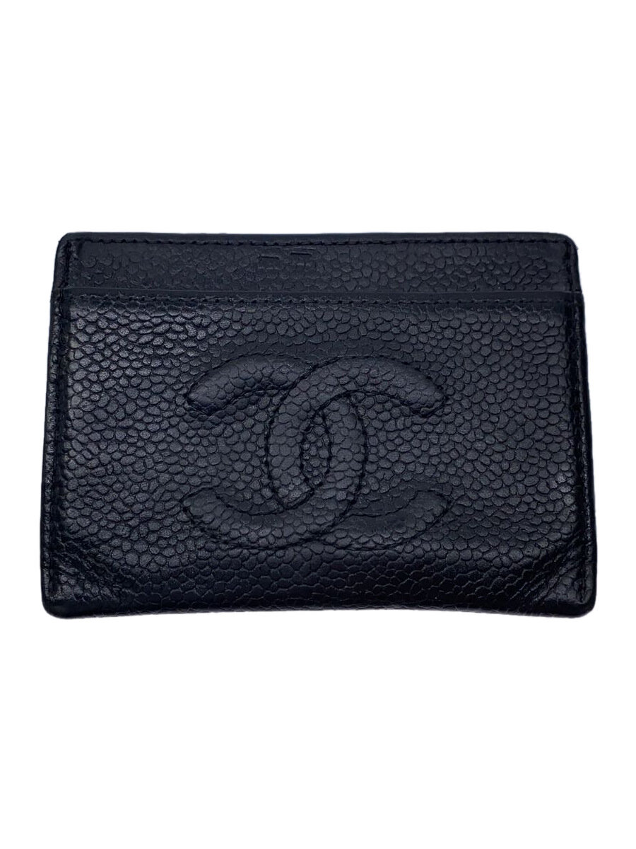 【中古】CHANEL◆カードケース/レザー/GRY/レディース【服飾雑貨他】