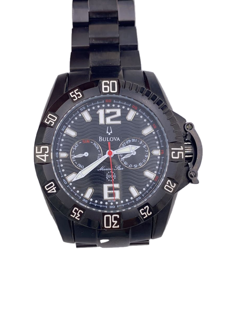 【中古】BULOVA◆クォーツ腕時計/アナログ/ステンレス/BLK/BLK//【服飾雑貨他】