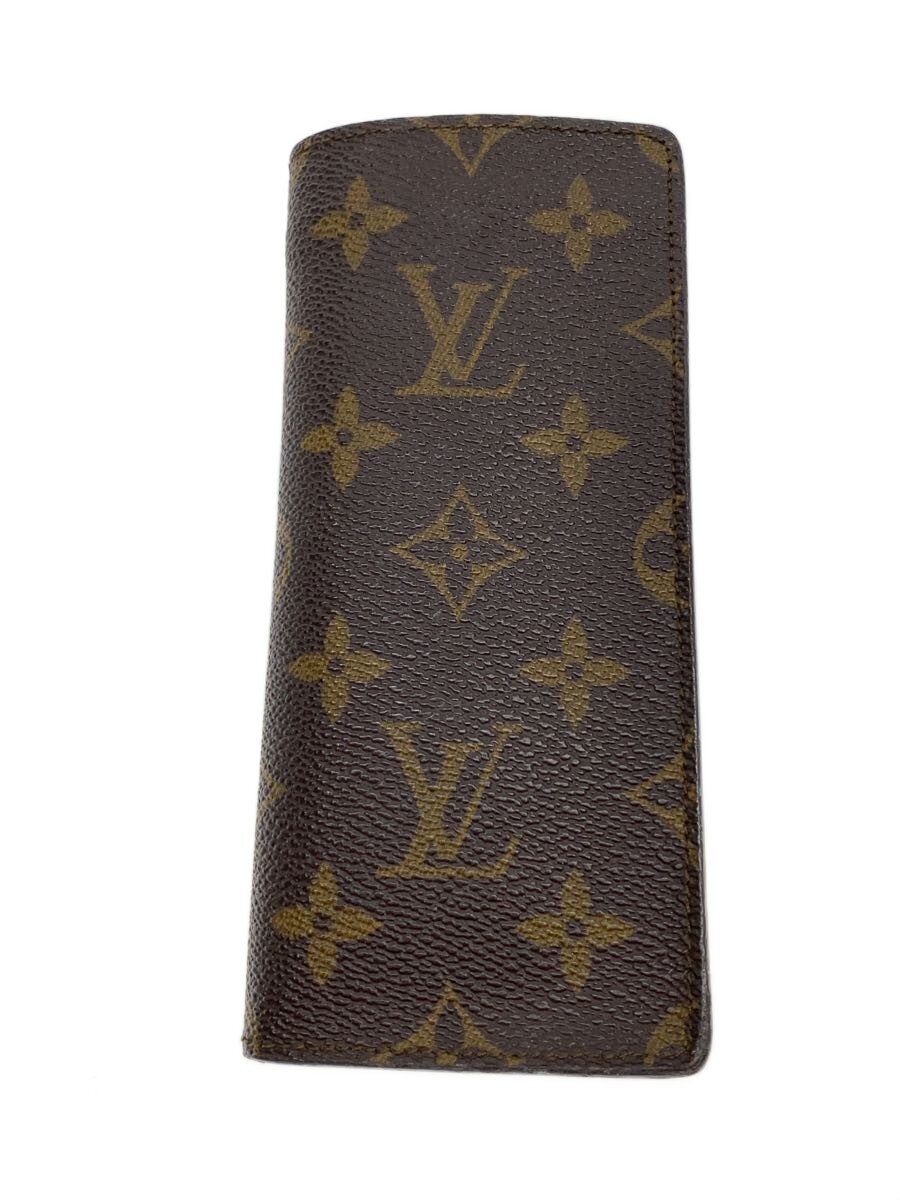【中古】LOUIS VUITTON◆エテュイ・リュネット・サーンプル_モノグラム・キャンバス/レザー/BRW/総柄/メンズ【服飾雑貨他】(4.0)