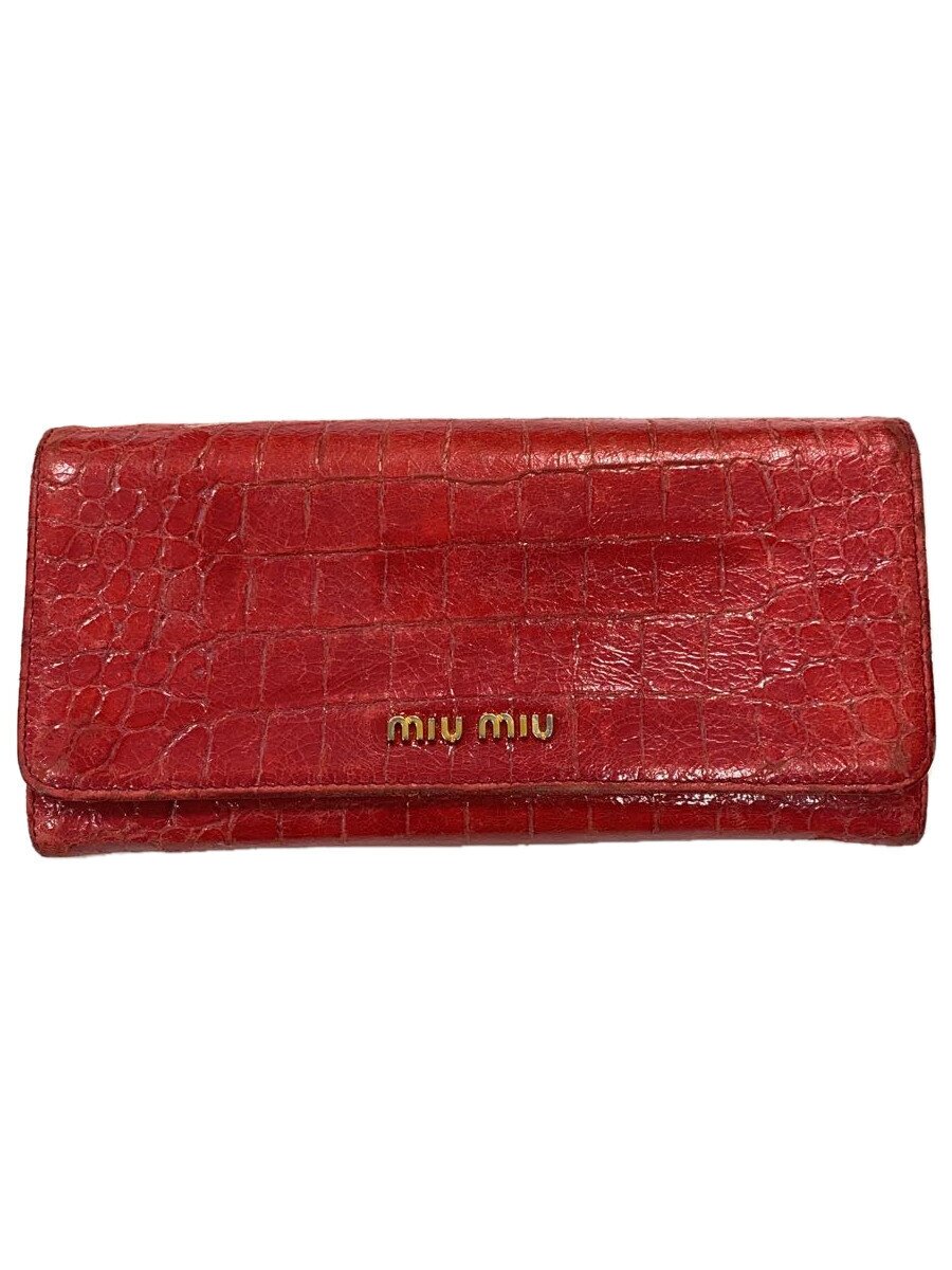 【中古】MIU MIU◆長財布/レザー/PNK/レディース【服飾雑貨他】