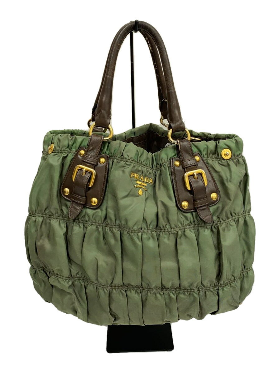 【中古】PRADA◆トートバッグ/--/KHK/無地【バッグ】