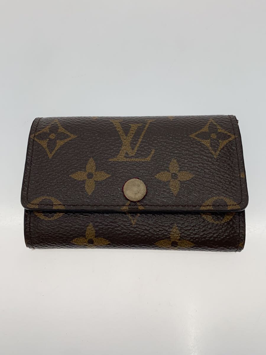 【中古】LOUIS VUITTON◆ミュルティクレ6_モノグラム・キャンバス_BRW_フューシャ/レザー/BRW/レディース【服飾雑貨他】