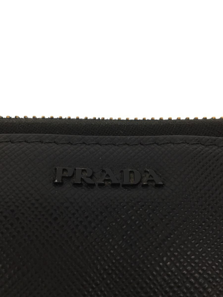 【中古】PRADA◆ラウンドファスナー/長財布/レザー/BLK/無地/メンズ【服飾雑貨他】