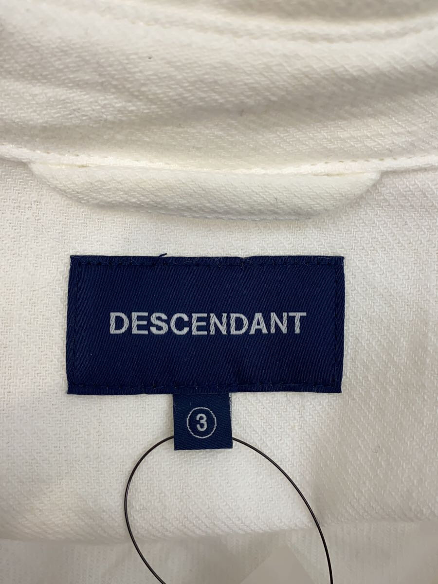 【中古】DESCENDANT◆長袖シャツ/3/コットン/WHT/無地【メンズウェア】