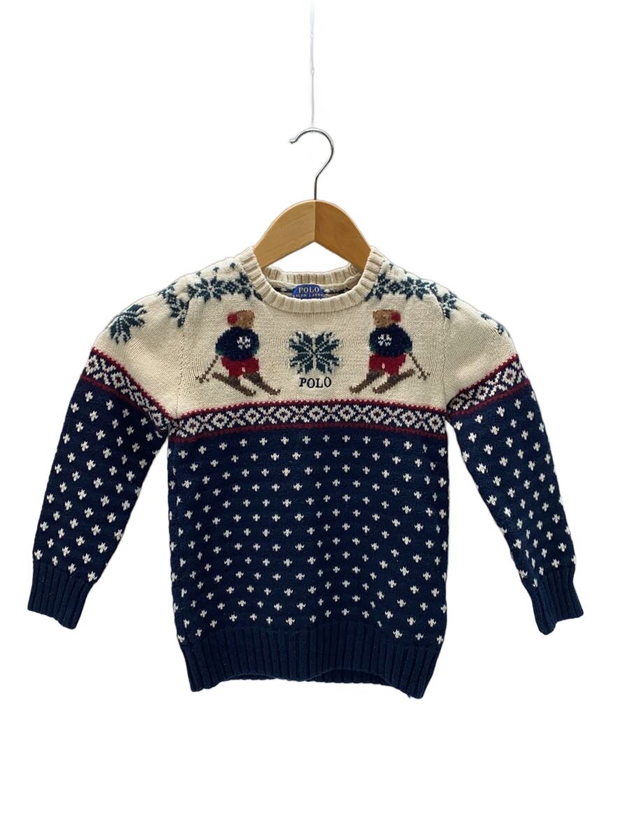 【中古】POLO RALPH LAUREN◆スキー/バーズアイ/ポロベア/ニット・セーター/US6/コットン/マルチカラー【キッズ】