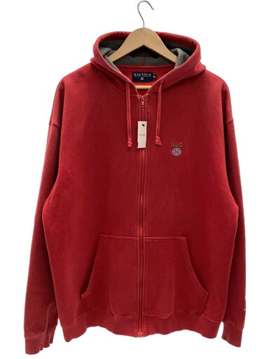 【中古】NAUTICA◆ジップパーカー/XL/コットン/RED/無地/NDK20004R/袖刺繍【メンズウェア】 【中古】NAUTICA◆ジップパーカー/XL/コットン/RED/無地/NDK20004R/袖刺繍【メンズウェア】