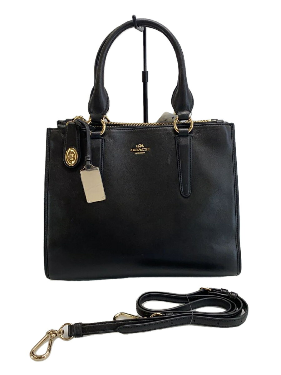 【中古】COACH◆ハンドバッグ_オールレザー/レザー/BLK【バッグ】