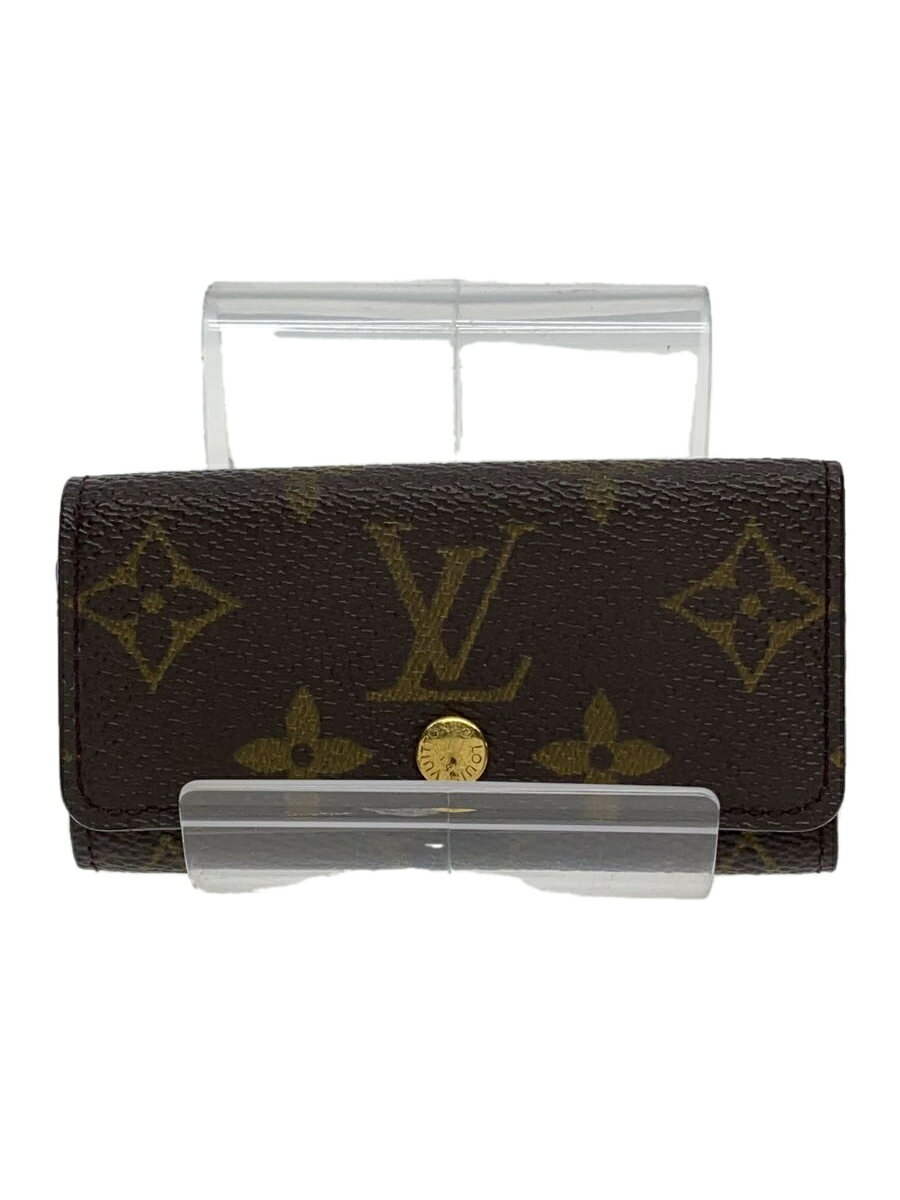 【中古】LOUIS VUITTON◆ミュルティクレ4_モノグラム・キャンバス_BRW/レザー/BRW/総柄/メンズ【服飾雑貨他】