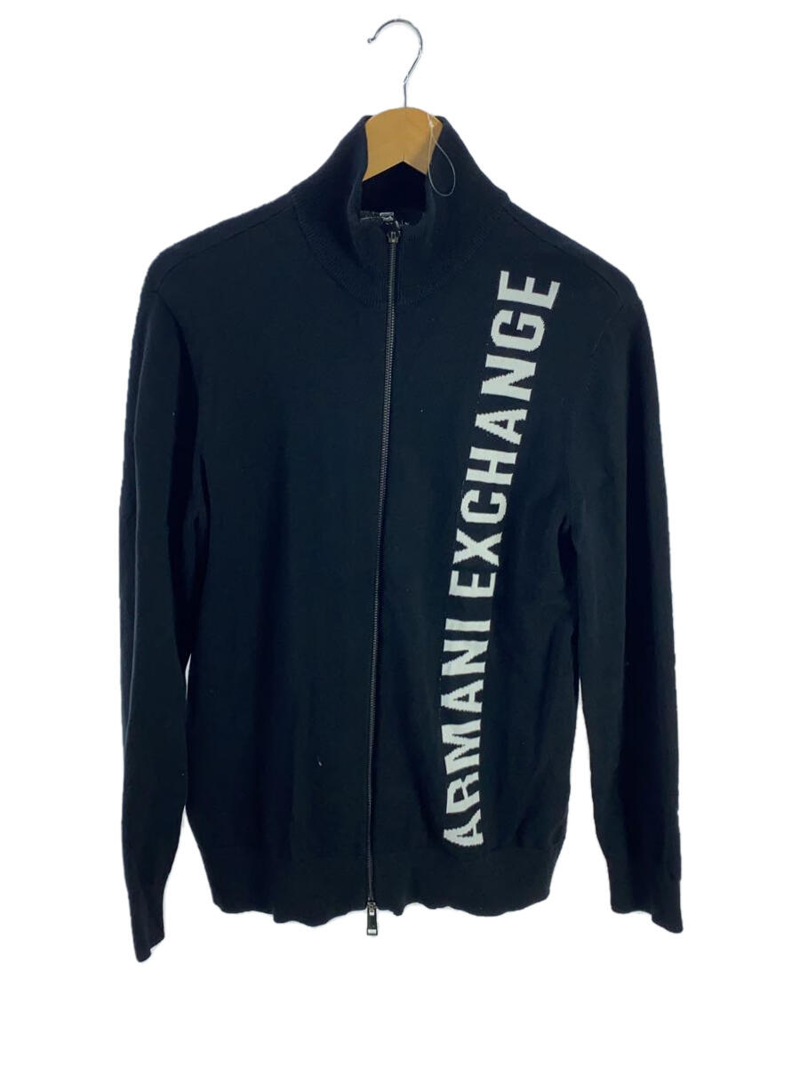 【中古】ARMANI EXCHANGE◆ロゴ/ジップアップニットジャケット/M/コットン/BLK/6GZE1R ZMU5Z//【メンズウェア】