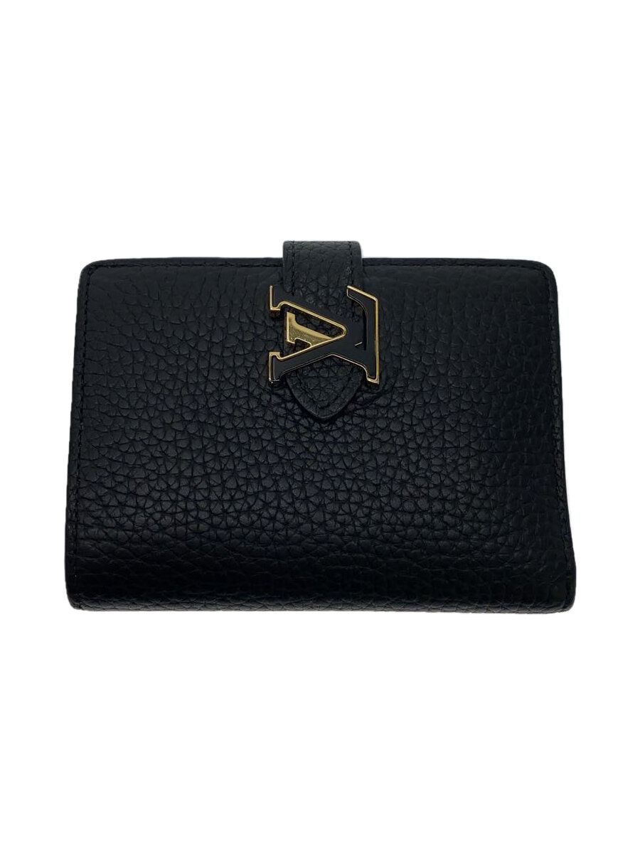 【中古】LOUIS VUITTON◆LVヴェルティカル・ウォレット・コンパクト_トリヨン_BLK/M81561/レザー/BLK/無地/メンズ【服飾雑貨他】