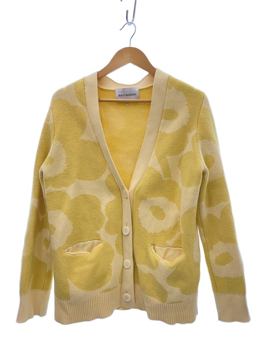 【中古】marimekko◆カーディガン(厚手)/M/コットン/YLW/52233-1-91551【レディースウェア】