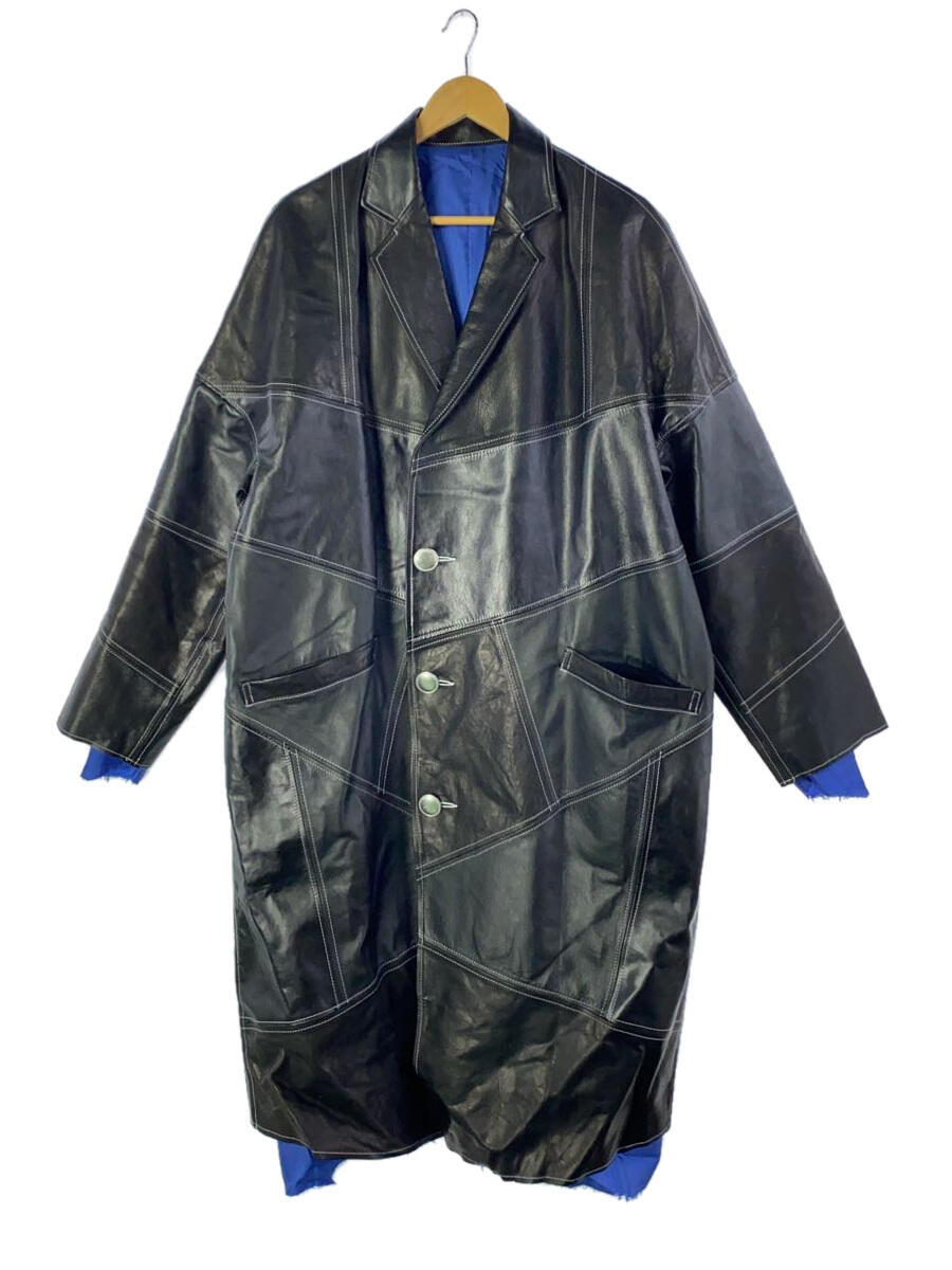 【中古】sulvam◆Assort leather patch work coat/コート/M/牛革/ブラック/SQ-L03-920【メンズウェア】