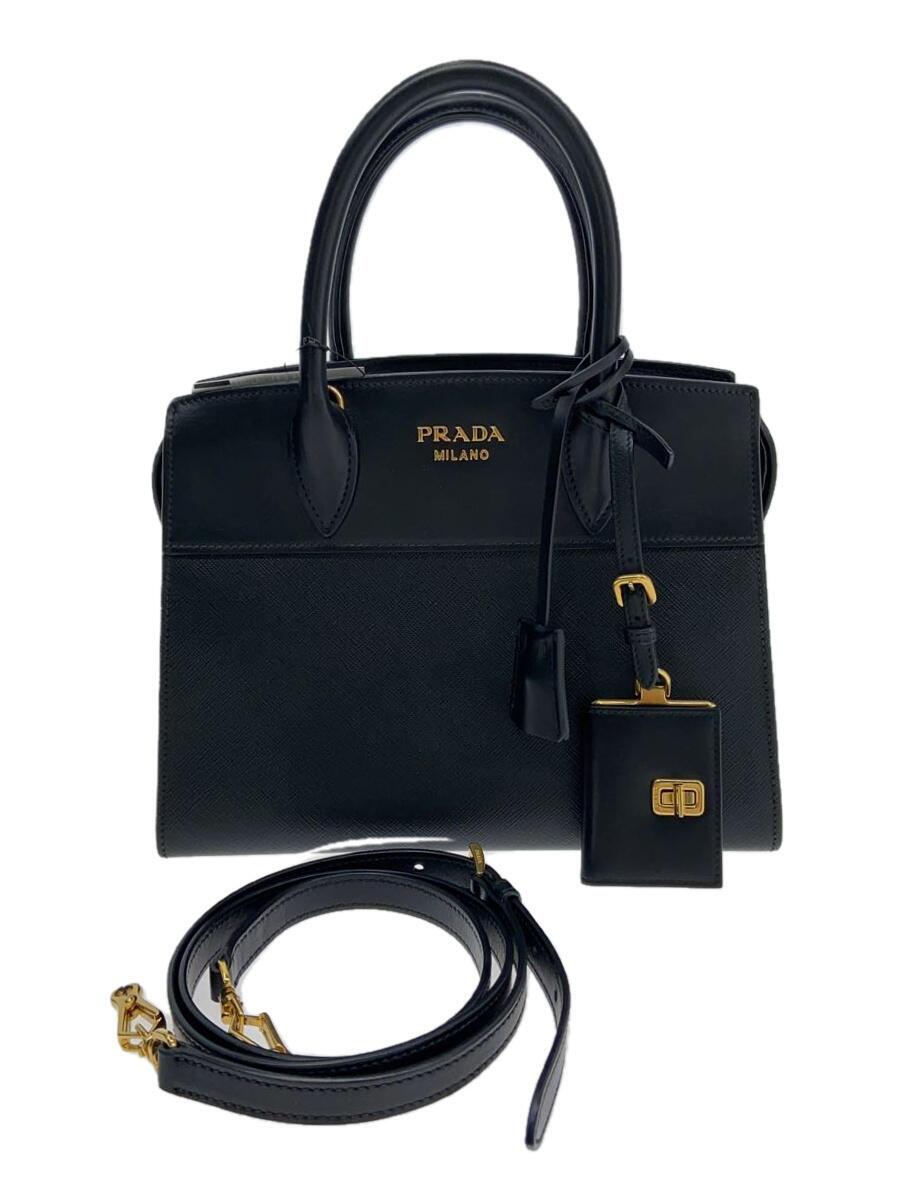 【中古】PRADA◆エスプラナード/サフィアーノ/ハンドバッグ/レザー/ブラック/1BA046【バッグ】