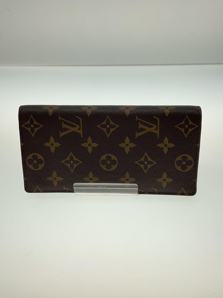 【中古】LOUIS VUITTON◆ポルト・フォイユ・ブラザ_モノグラム・キャンバス_BRW/PVC/BRW/メンズ【服飾雑貨他】