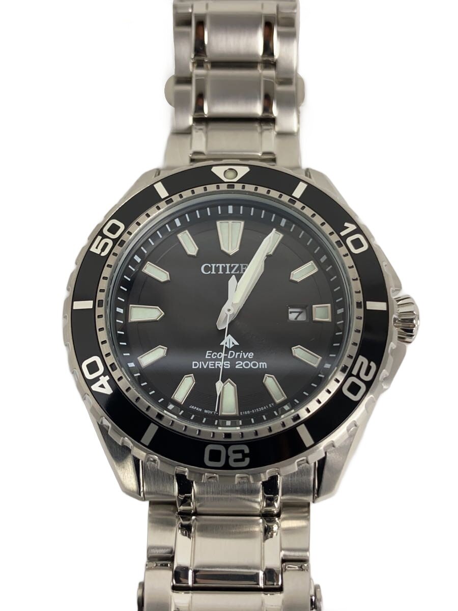 【中古】CITIZEN◆eco-drive/手巻腕時計/アナログ/ステンレス/ブラック/シルバー/E168-00003FR01【服飾雑貨他】