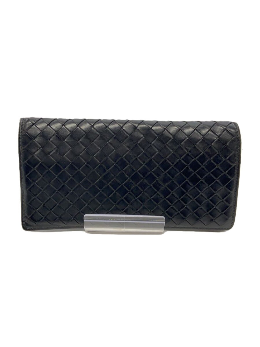 【中古】BOTTEGA VENETA◆イントレチャート/長財布/レザー/BLK/メンズ//【服飾雑貨他】