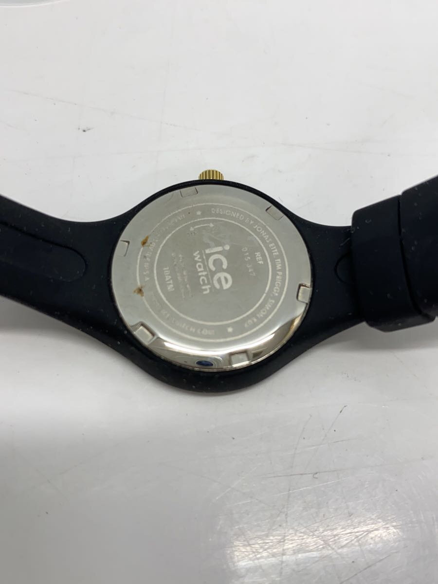 【中古】ice watch◆クォーツ腕時計/アナログ/ラバー/GLD/BLK/015 347//【服飾雑貨他】
