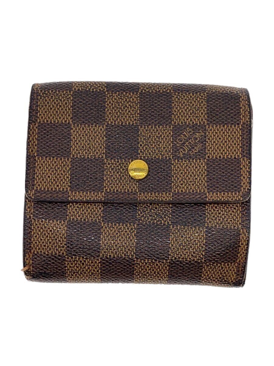 【中古】LOUIS VUITTON◆ポルト・モネ・ビエ・カルト・クレディ_ダミエ・エベヌ_BRW/PVC/BRW/レディース【服飾雑貨他】