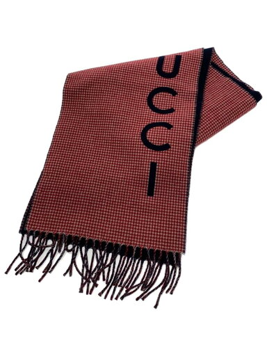 【中古】GUCCI◆マフラー/ウール/RED/千鳥格子/レディース/764268【服飾雑貨他】 【中古】GUCCI◆マフラー/ウール/RED/千鳥格子/レディース/764268【服飾雑貨他】