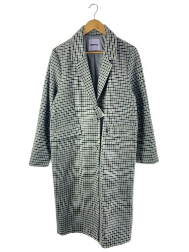 【中古】PUNYUS◆プニュズ/チェスターコート/2/ポリエステル/GRY/チェック【レディースウェア】 【中古】PUNYUS◆プニュズ/チェスターコート/2/ポリエステル/GRY/チェック【レディースウェア】