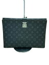 【中古】LOUIS VUITTON◆イニシャル刻印有/ポルト・ドキュマン・フランクGM_モノグラム・エクリプス_BLK/レザー/BLK【バッグ】