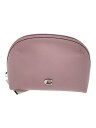 【中古】COACH◆Cロゴ/インナーポケット/ポーチ/レザー/PUP/無地/C3489【バッグ】