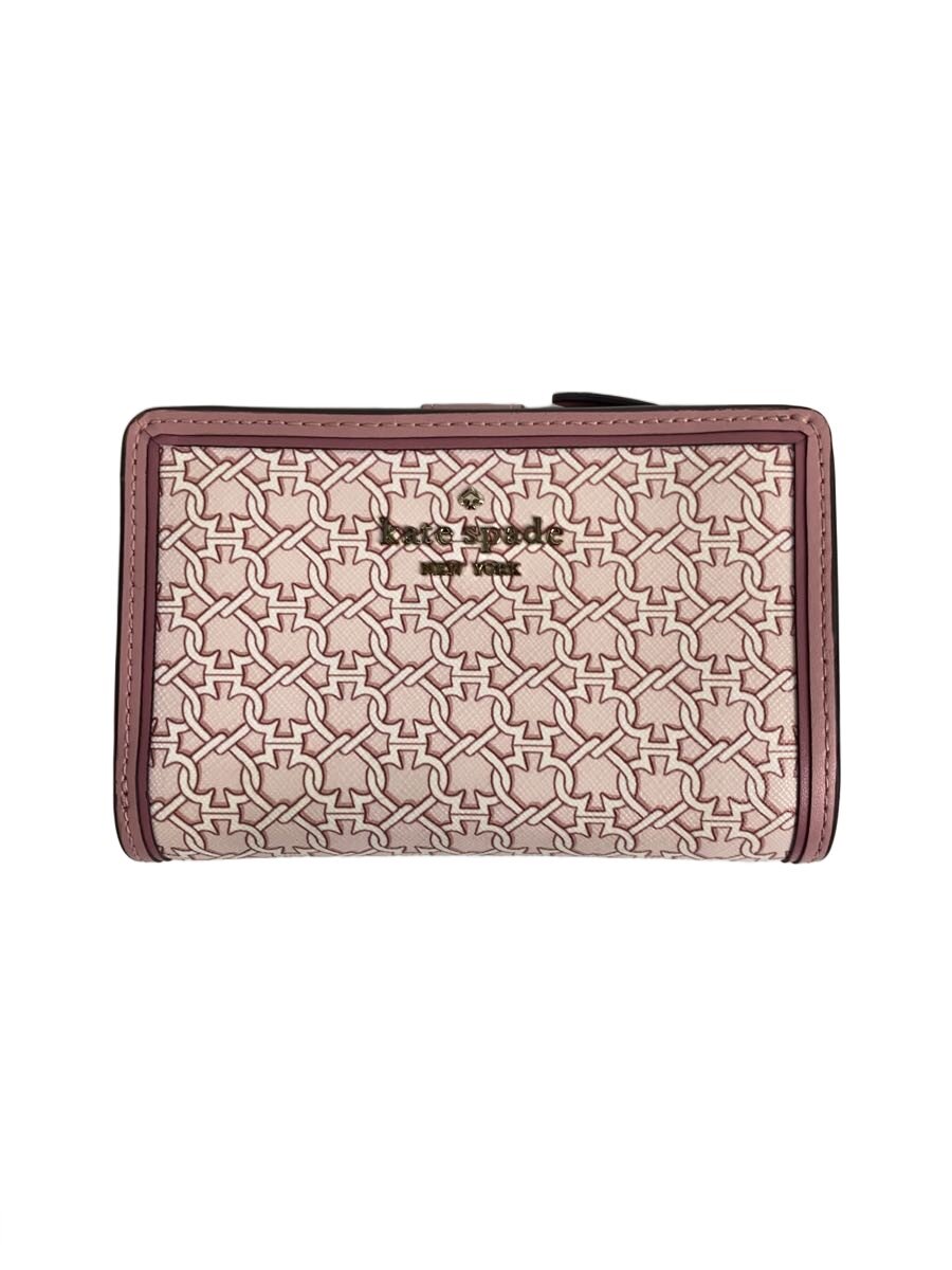 【中古】kate spade new york◆2つ折り財布/レザー/ピンク/総柄/レディース【服飾雑...