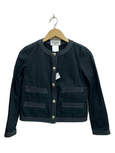 【中古】CHANEL◆ココボタン/ノーカラージャケット/36/コットン/BLK/P20514VM1926//【レディースウェア】 【中古】CHANEL◆ココボタン/ノーカラージャケット/36/コットン/BLK/P20514VM1926//【レディースウェア】