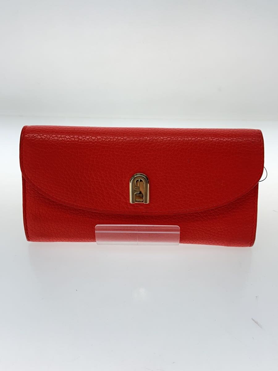 【中古】FURLA◆長財布/--/RED/無地/レディース【服飾雑貨他】