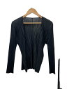 【中古】PLEATS PLEASE ISSEY MIYAKE◆ボタンレスプリーツカーディガン/3/ポリエステル/BLK/PP55-J0103【レディースウェア】(4)