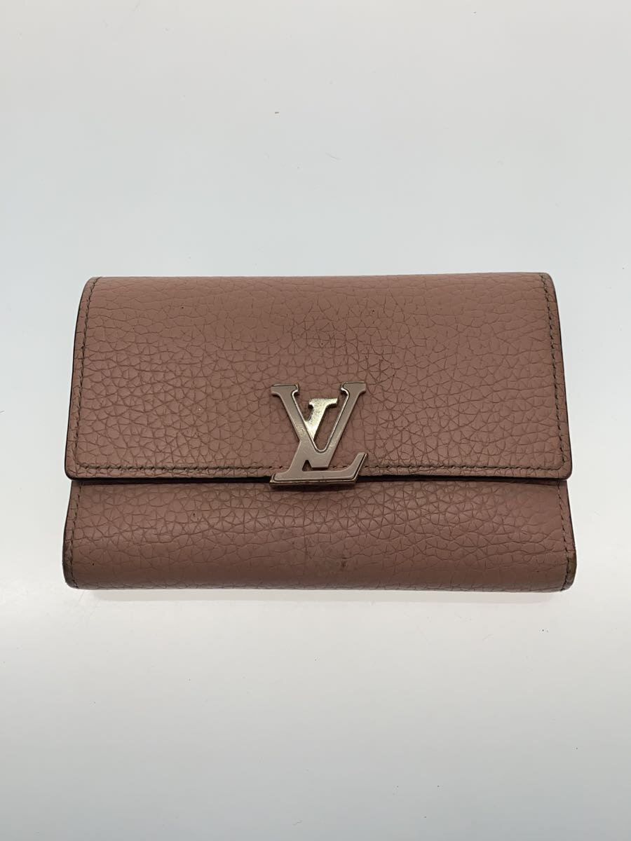 【中古】LOUIS VUITTON◆ポルト・フォイユ・カプシーヌ・コンパクト_パルナセア_PNK/牛革/PNK/無地/レディース【服飾雑貨他】