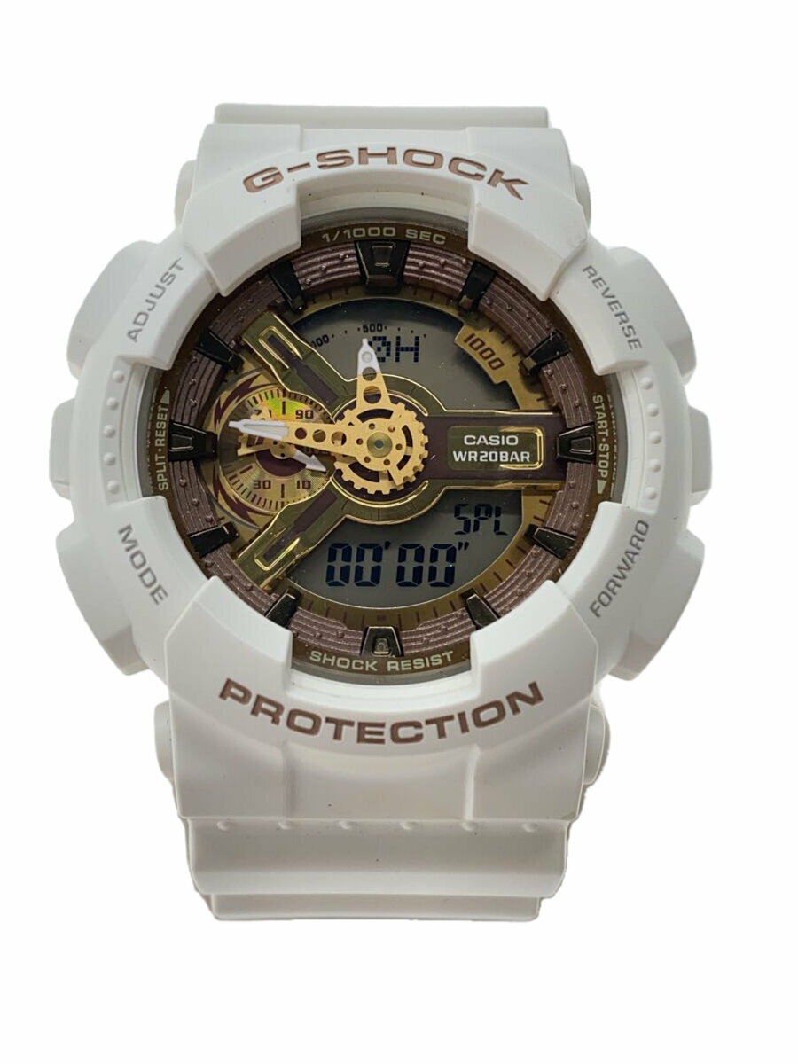 【中古】CASIO◆クォーツ腕時計/デジアナ/ラバー/GLD/WHT/SS/GA-110LK【服飾雑貨他】