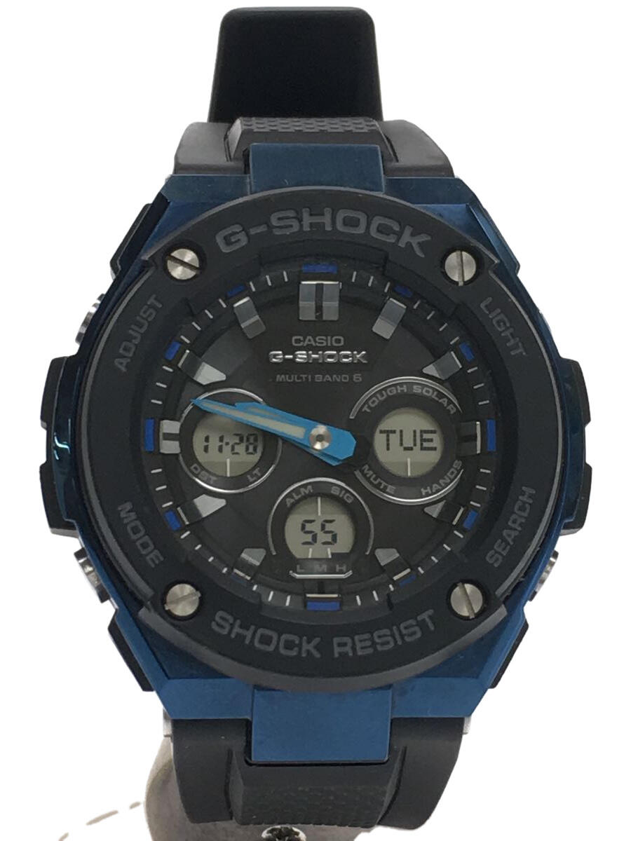 【中古】CASIO◆ソーラー腕時計・G-SHOCK/デジアナ/ラバー/BLK/BLK/SS【服飾雑貨他】