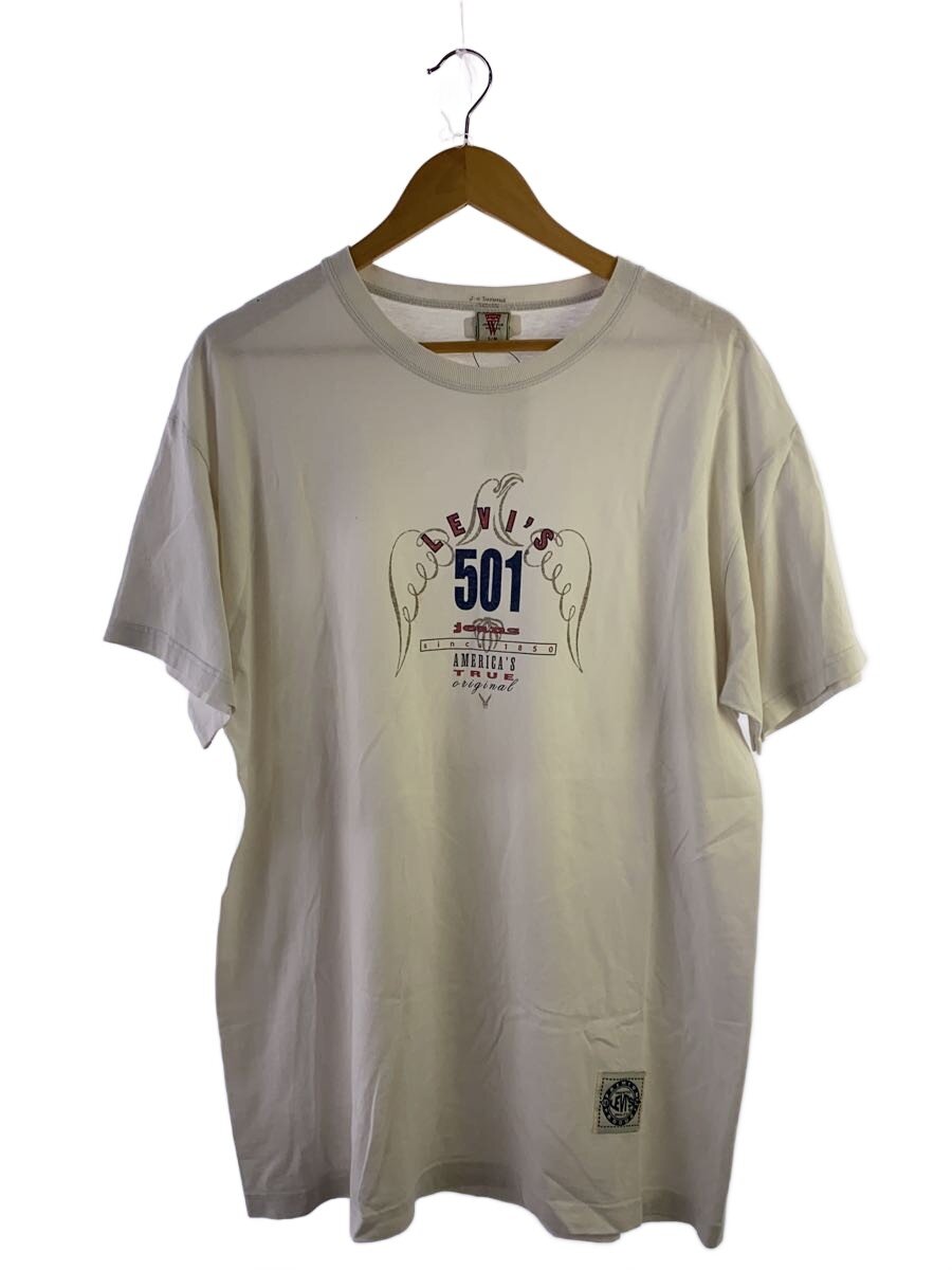 Levi’s◆USA製/501 jeans AMERICAN’S TRUE ORIGINALTシャツ/コットン/ホワイ/プリント