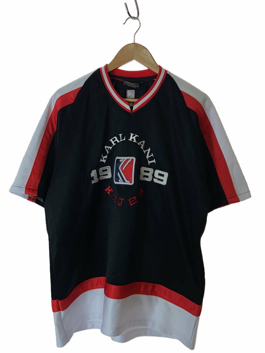 【中古】KARL KANI◆フットボールシャツ/MADE IN KOREA/L/ポリエステル/BLK【メンズウェア】