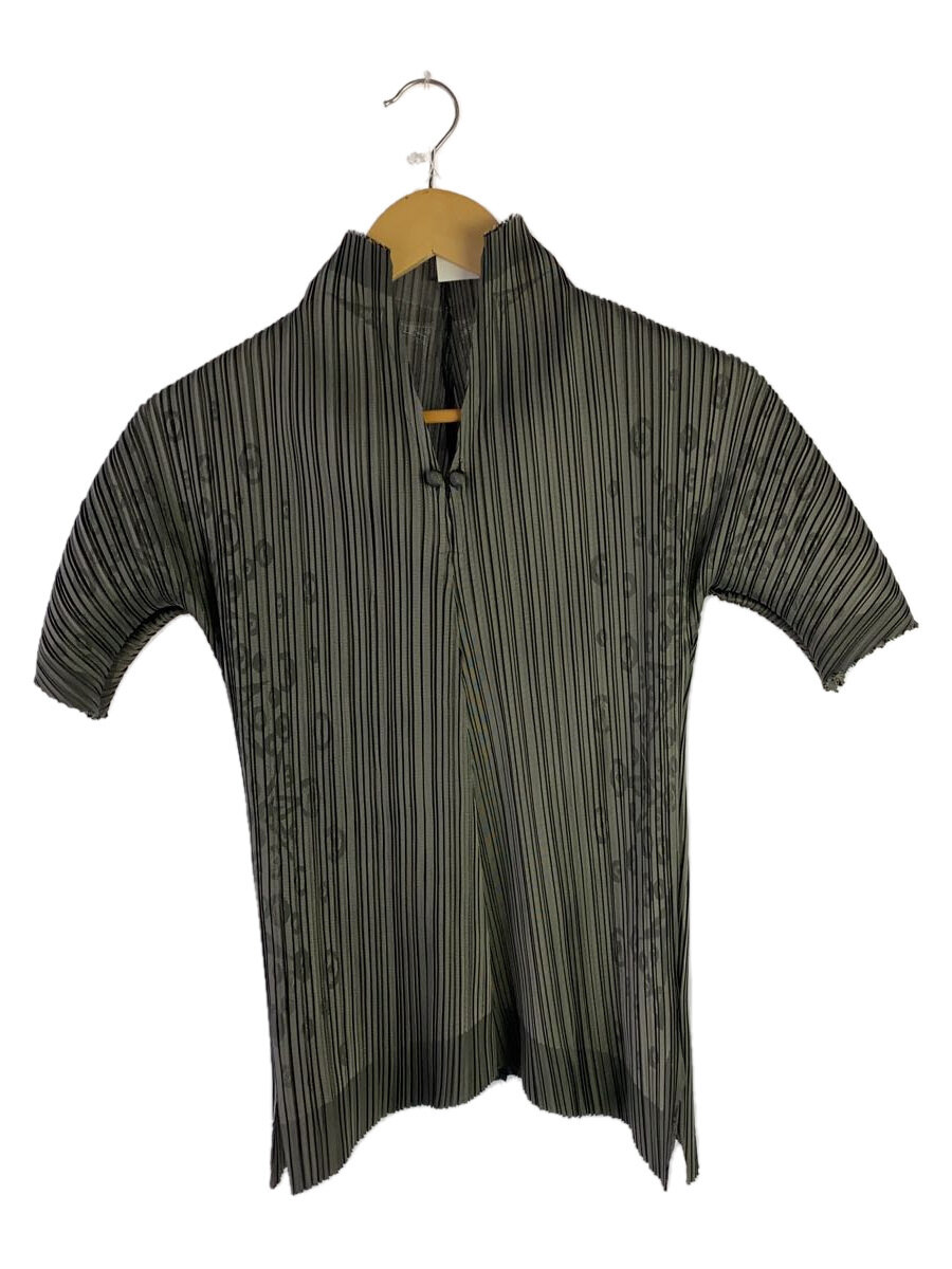 【中古】ISSEY MIYAKE FETE◆半袖ブラウス/2/ポリエステル/GRY/if62fj219【レディースウェア】