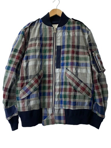 【中古】sacai◆ジャケット/3/ポリエステル/マルチカラー/チェック/18-01566M/ボンバージャケット【メンズウェア】 【中古】sacai◆ジャケット/3/ポリエステル/マルチカラー/チェック/18-01566M/ボンバージャケット【メンズウェア】